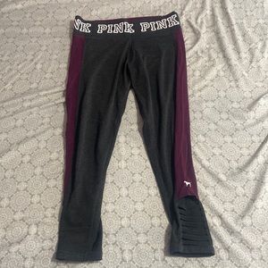 Maroon half calf PINK leggings
